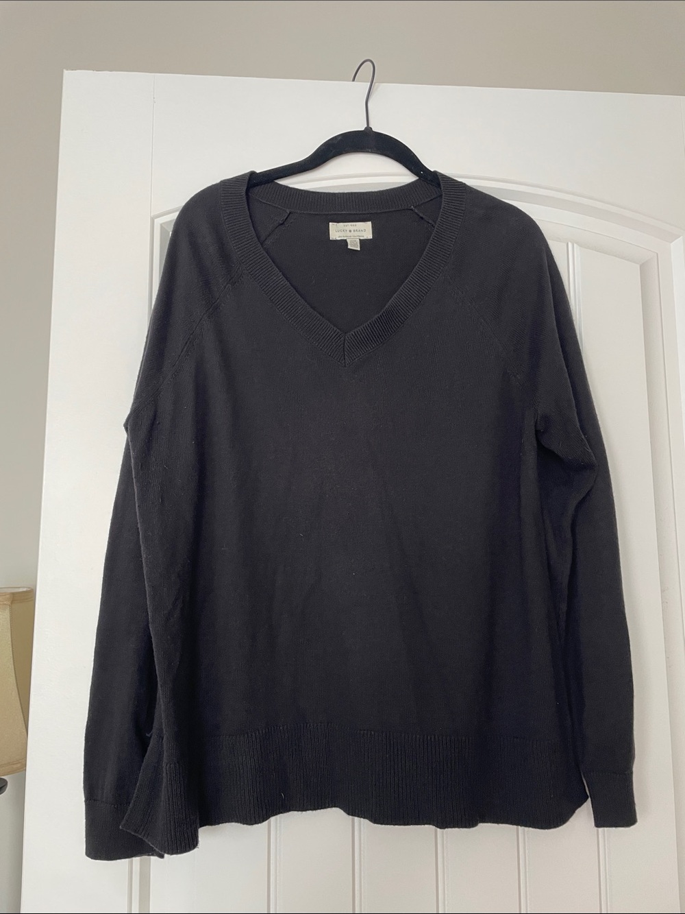Lucky Brand Classic V-Neck Sweater in Black